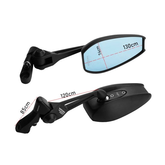 SPIKI Napoleon Ray Mirrors (Pair) – Anti-Glare Oval Mirrors with Short Stems, Shock-Resistant, Universal Fit for Motorcycles & Scooters
