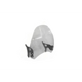 Motorcycle windshield clear acrylic with black mounting brackets on white background