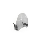 Motorcycle windshield clear acrylic with black mounting brackets on white background