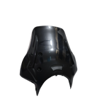 Glossy black motorcycle front fairing panel with sleek aerodynamic design