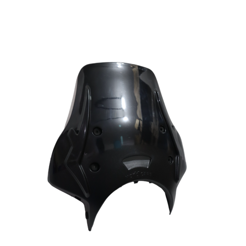 Glossy black motorcycle front fairing panel with sleek aerodynamic design