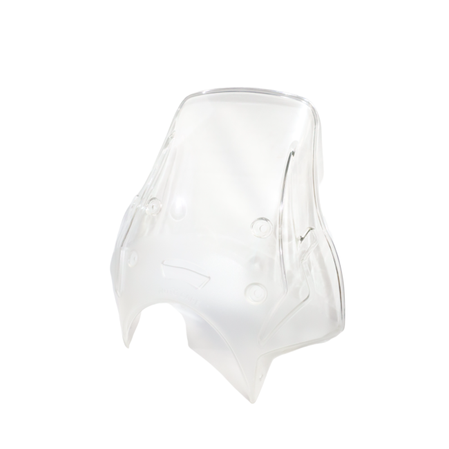 Clear motorcycle windscreen windshield replacement part on white background