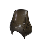 Motorcycle smoke-tinted windshield fairing with mounting points on white background