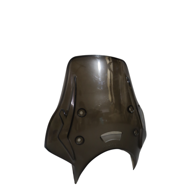 smoked motorcycle windscreen fairing with mounting holes on white background