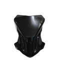 Glossy black motorcycle front headlight fairing cover, aerodynamic design