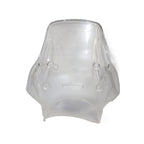 Clear motorcycle windshield fairing replacement part on white background