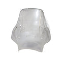 Clear motorcycle windshield fairing, transparent polycarbonate, front view