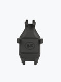 Black HJG plastic motorcycle accessory part with mounting clips on a white background