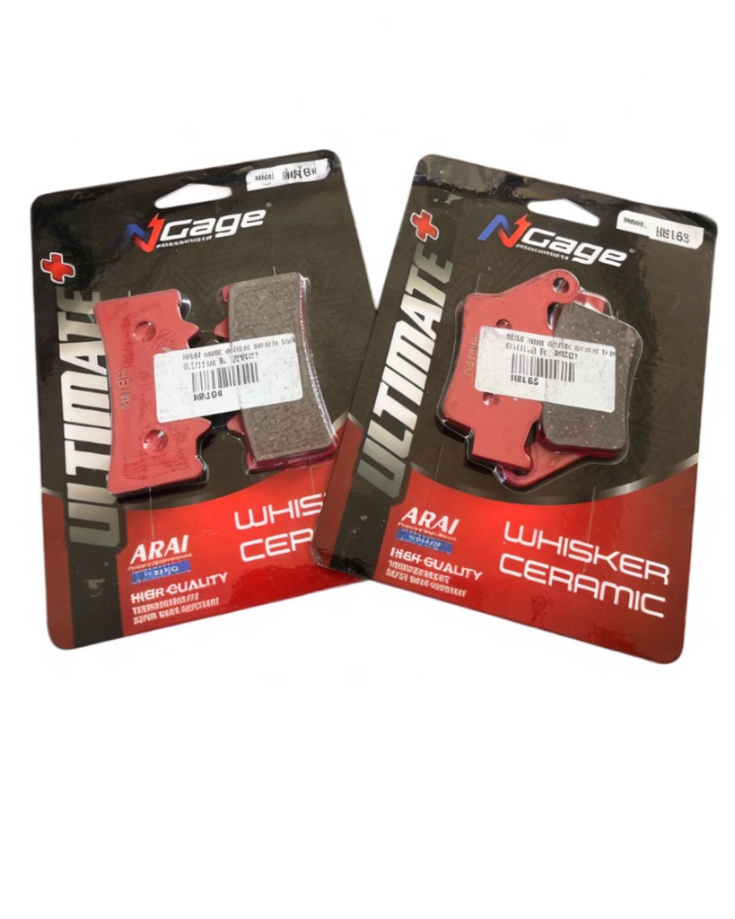 N-Gage Ultimate Whisker Ceramic motorcycle brake pads in retail packaging