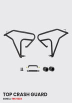 Top Crash Guard with 2 Metal Sliders for Benelli TRK 502 X, Black Matt – SB 756 / Ht Exhaust