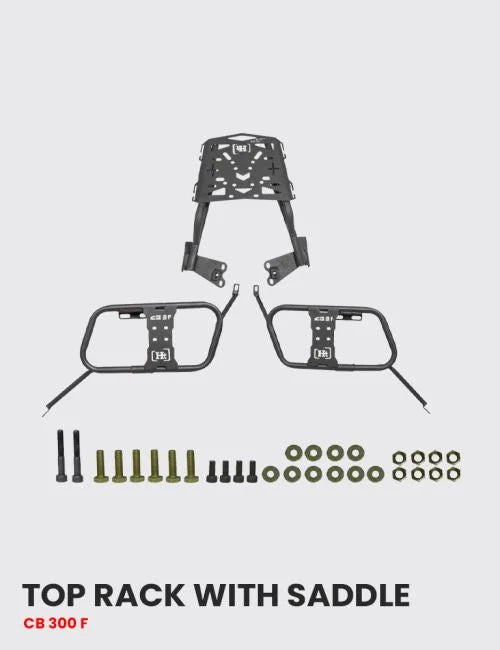 Premium Top Rack with Saddle Stay for CB 300F Black Matte – SB 715 / HT Exhaust