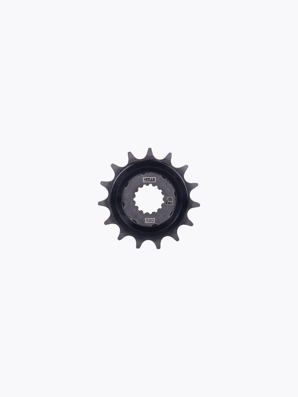 Motorcycle front sprocket with 15 teeth and 520 pitch on white background