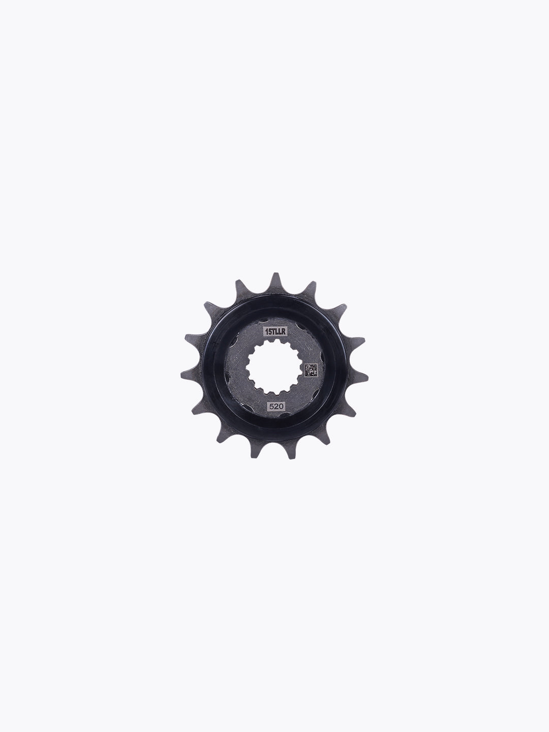 Motorcycle front sprocket with 15 teeth and 520 pitch on white background