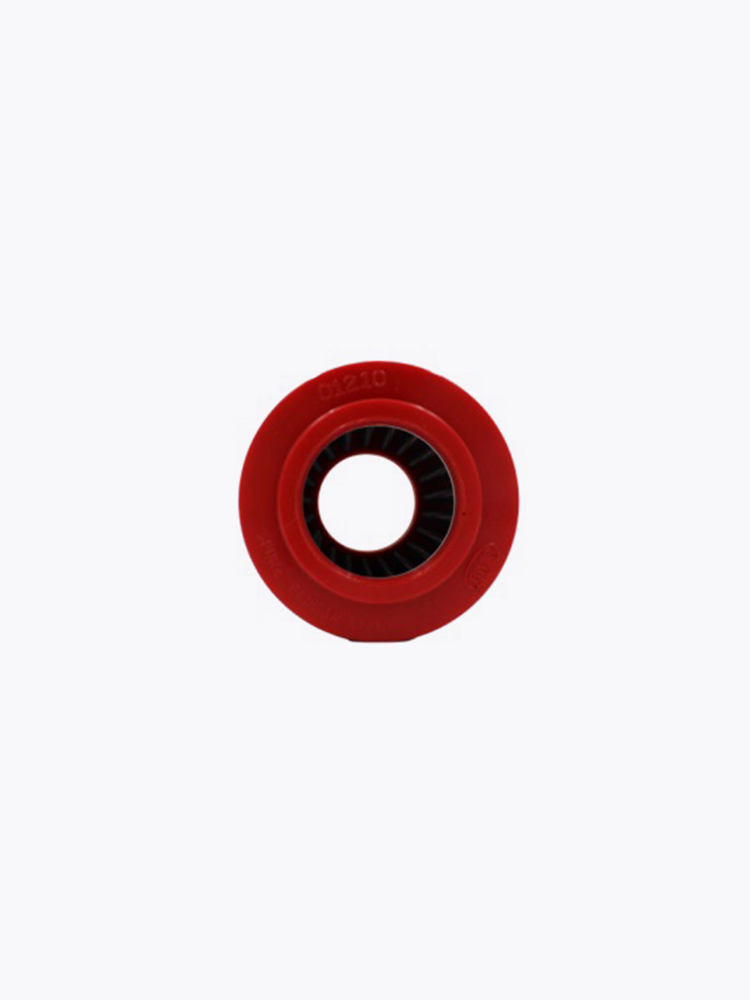 Red motorcycle wheel roller part on white background