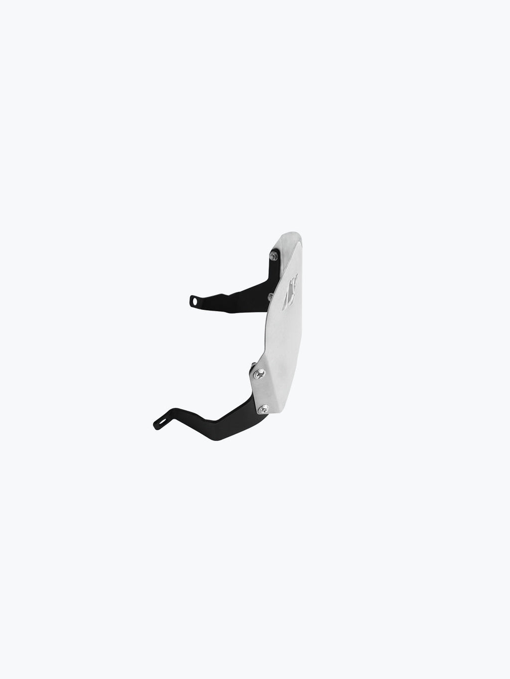 Motorcycle headlight guard with metal bracket on white background