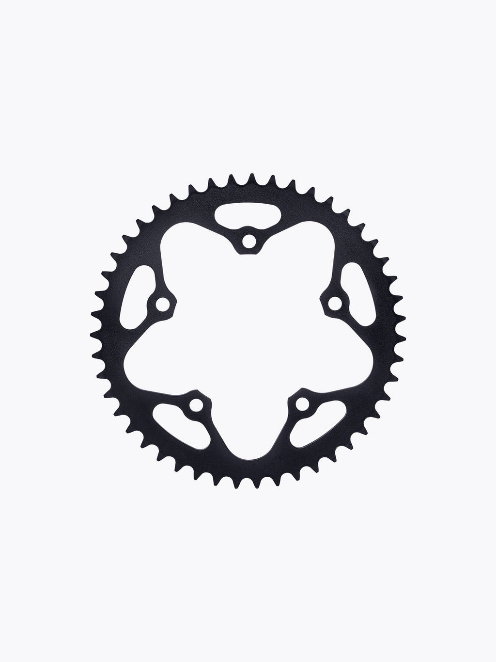 Black motorcycle sprocket gear with teeth, isolated on white background