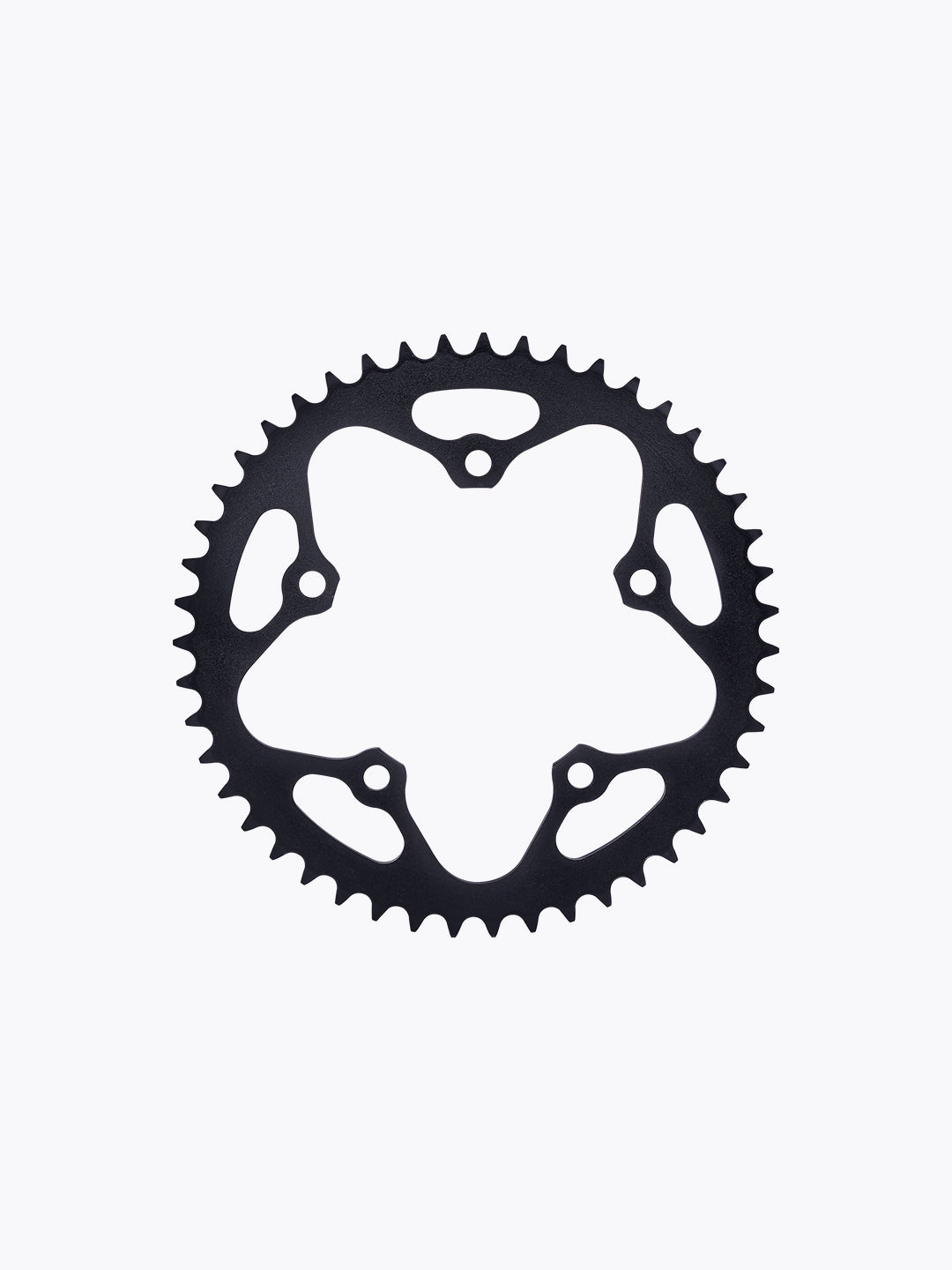 Black motorcycle sprocket gear with teeth, isolated on white background