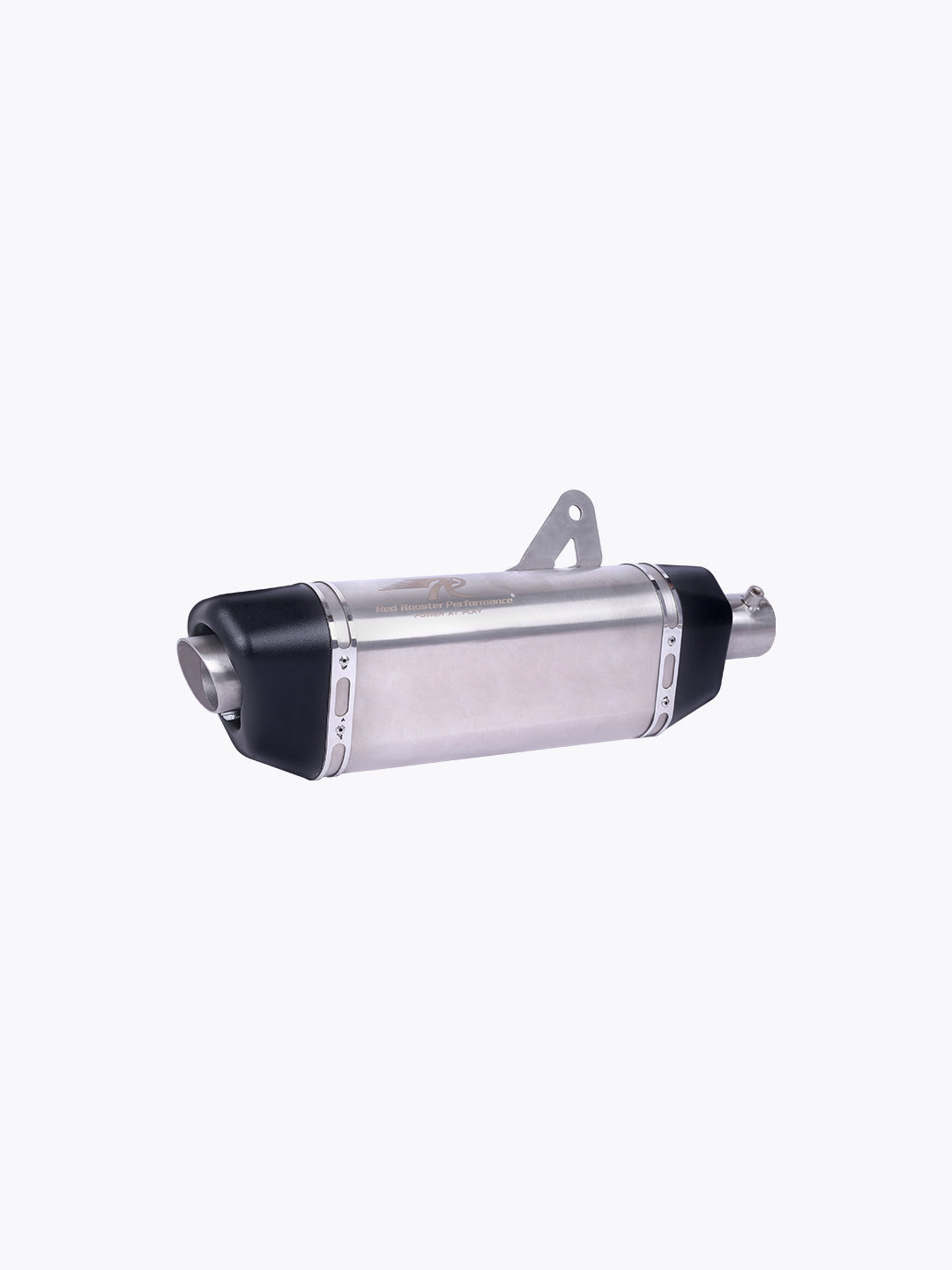motorcycle exhaust silencer with stainless steel body and black end caps