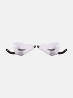 Pair of white motorcycle handguards with black mounting brackets on white background