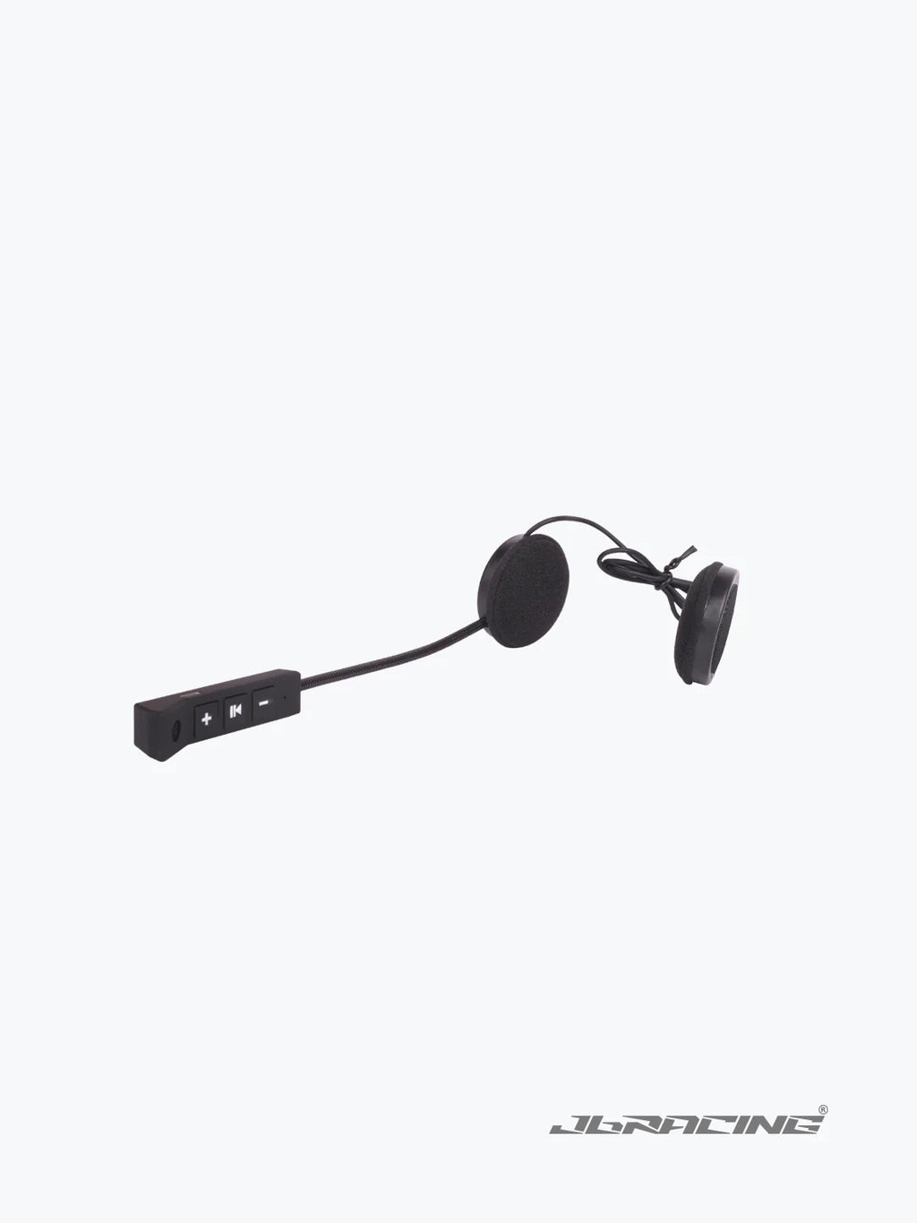 Bluetooth motorcycle helmet headset with microphone and control buttons on white background