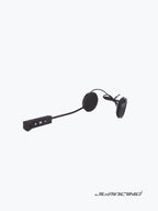 Bluetooth motorcycle helmet headset with microphone and control buttons on white background