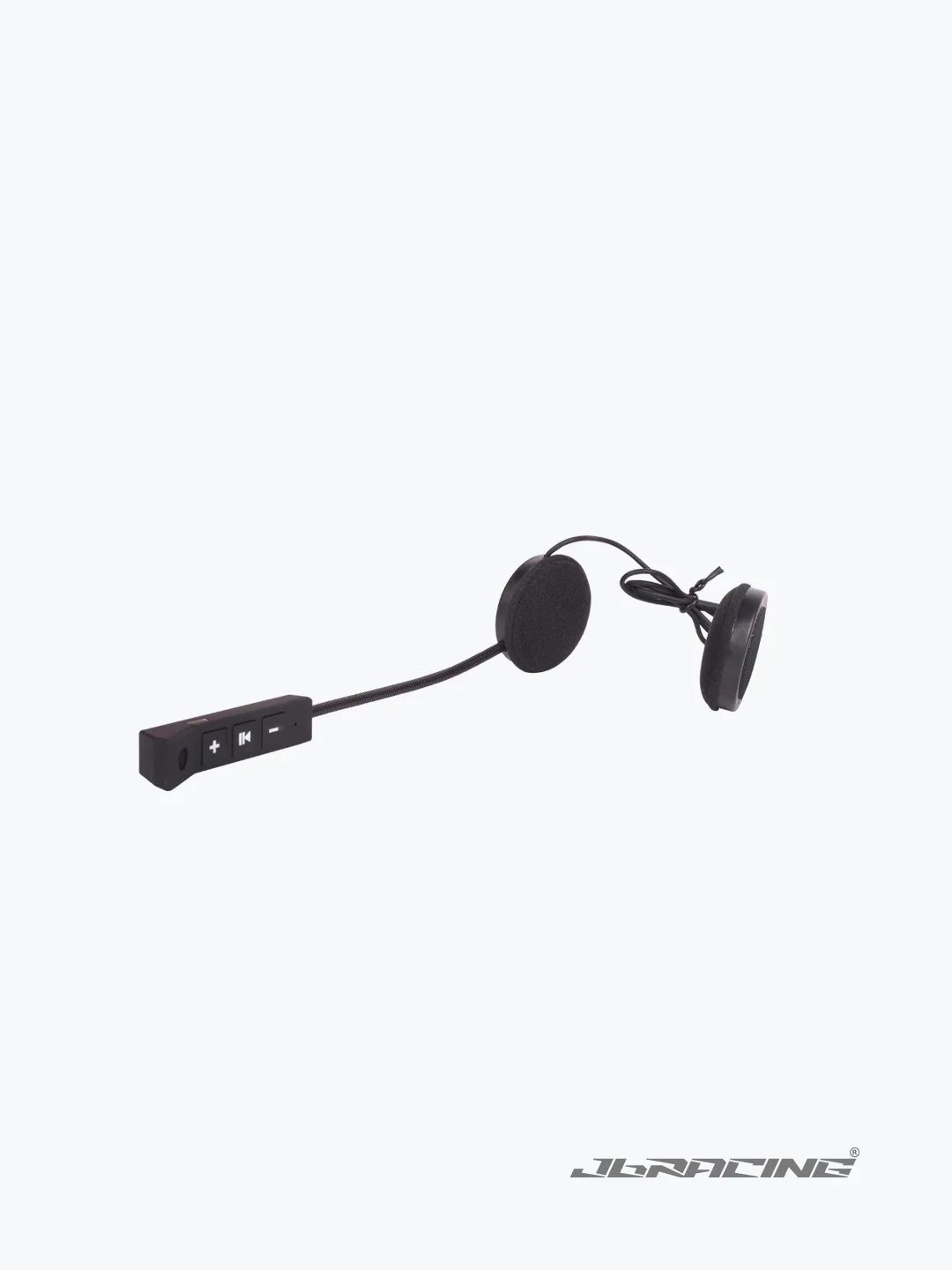 Bluetooth motorcycle helmet headset with microphone and control buttons on white background