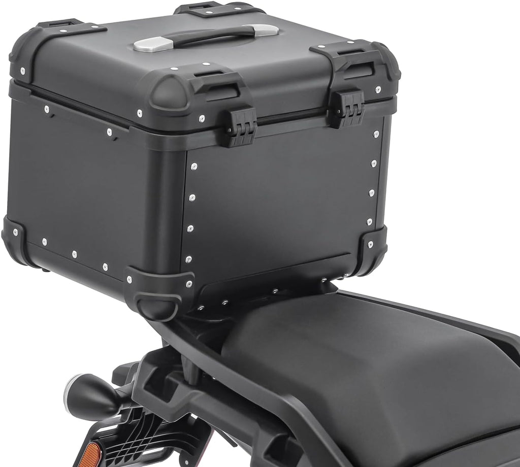 LGP Premium Aluminium Top Case – Nero Edition, Bevelled Corner, 45L Black, Universal Motorcycle Compatibility, 1-Year Warranty