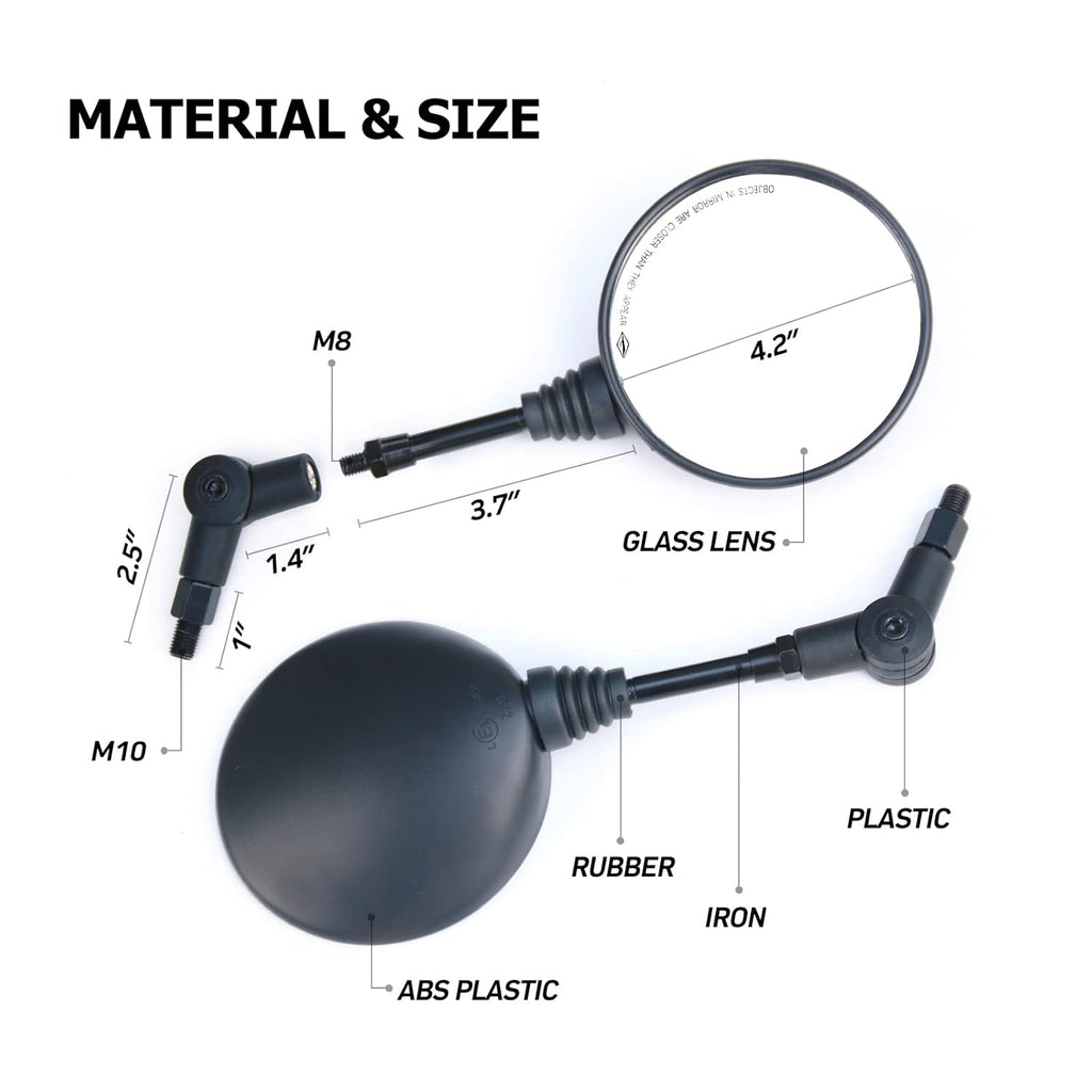 SPIKI CF Touring Mirrors (Pair) - 360-Degree Foldable Rear-View Mirrors for a Wide Field of View - Universal Fit for Most Motorcycles