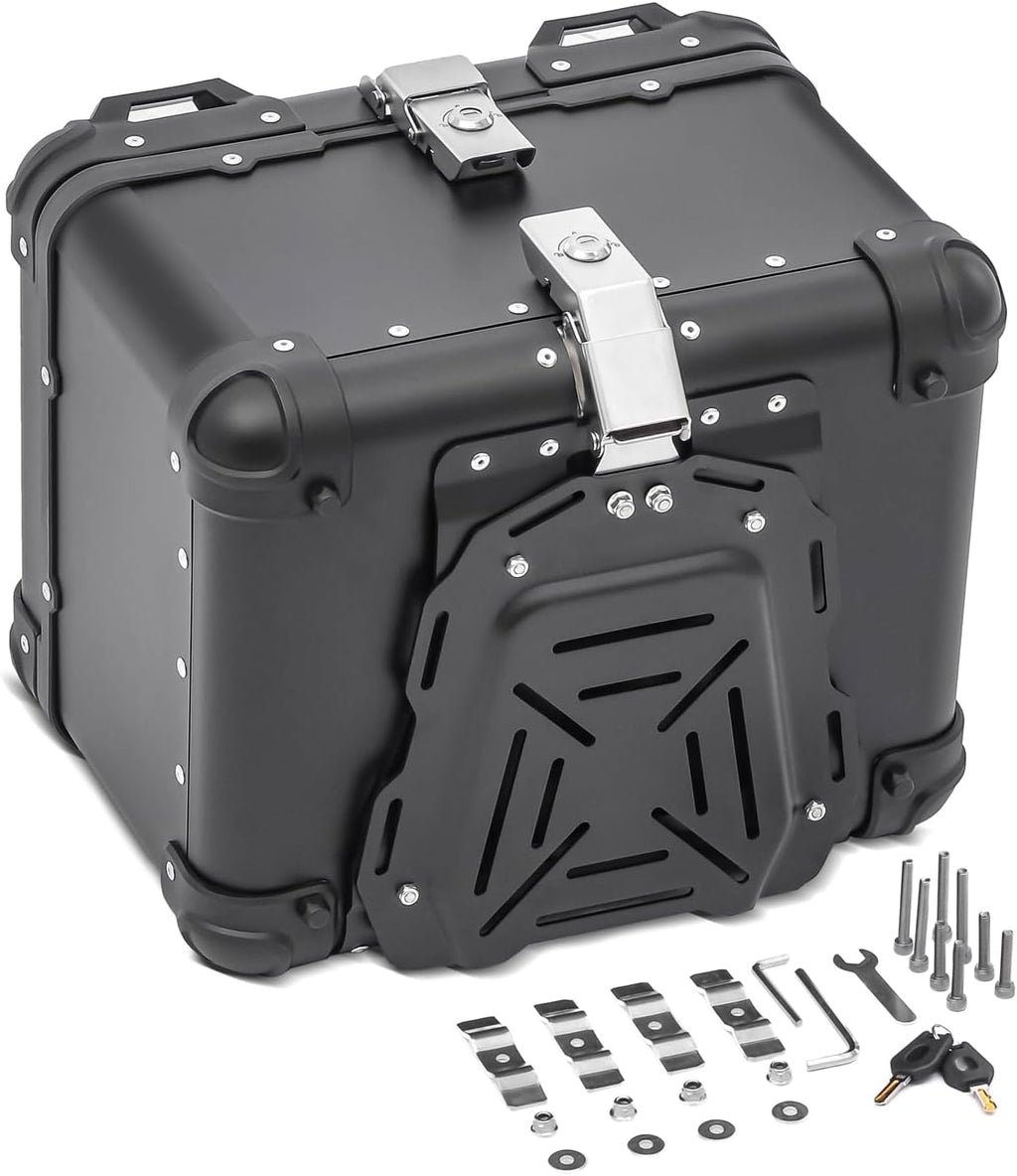 LGP Premium Aluminium Top Case – Nero Edition, Bevelled Corner, 45L Black, Universal Motorcycle Compatibility, 1-Year Warranty