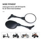 SPIKI CF Touring Mirrors (Pair) - 360-Degree Foldable Rear-View Mirrors for a Wide Field of View - Universal Fit for Most Motorcycles