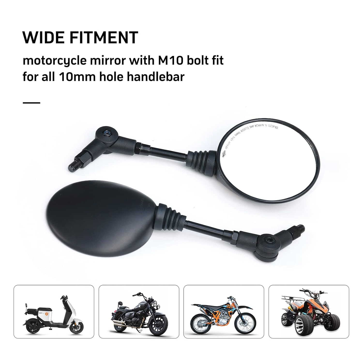 SPIKI CF Touring Mirrors (Pair) - 360-Degree Foldable Rear-View Mirrors for a Wide Field of View - Universal Fit for Most Motorcycles