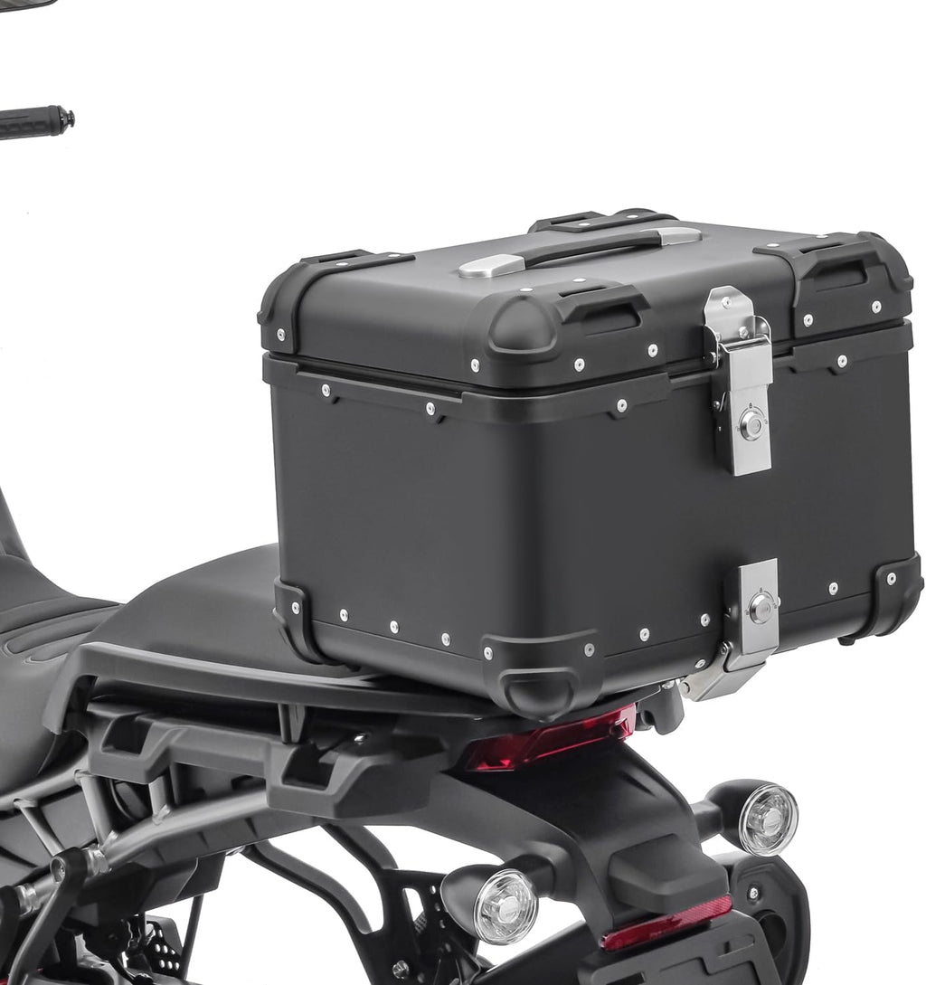 LGP Premium Aluminium Top Case – Nero Edition, Bevelled Corner, 45L Black, Universal Motorcycle Compatibility, 1-Year Warranty