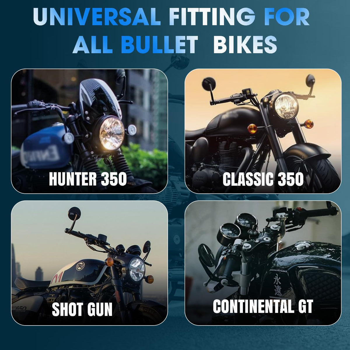 Premium CNC Bar End Mirror for Hunter 350 Meteor 350 Guerrilla 450 Interceptor 650 Continental GT Super Meteor 650 Himalayan - Moto Modz