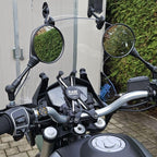 SPIKI CF Touring Mirrors (Pair) - 360-Degree Foldable Rear-View Mirrors for a Wide Field of View - Universal Fit for Most Motorcycles
