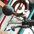 SPIKI CF Touring Mirrors (Pair) - 360-Degree Foldable Rear-View Mirrors for a Wide Field of View - Universal Fit for Most Motorcycles