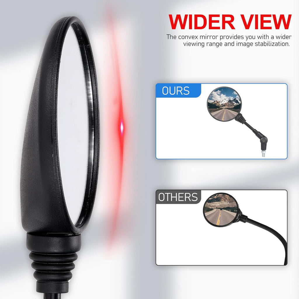SPIKI CF Touring Mirrors (Pair) - 360-Degree Foldable Rear-View Mirrors for a Wide Field of View - Universal Fit for Most Motorcycles