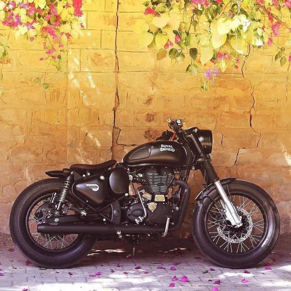 Moto Wings Short Barrel Exhaust Black Textured for Royal Enfield Classic 350 2012 to 2020 - Moto Modz