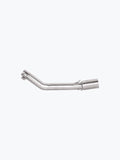 Stainless steel motorcycle exhaust bend pipe on white background