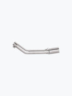 Stainless steel motorcycle exhaust bend pipe on white background