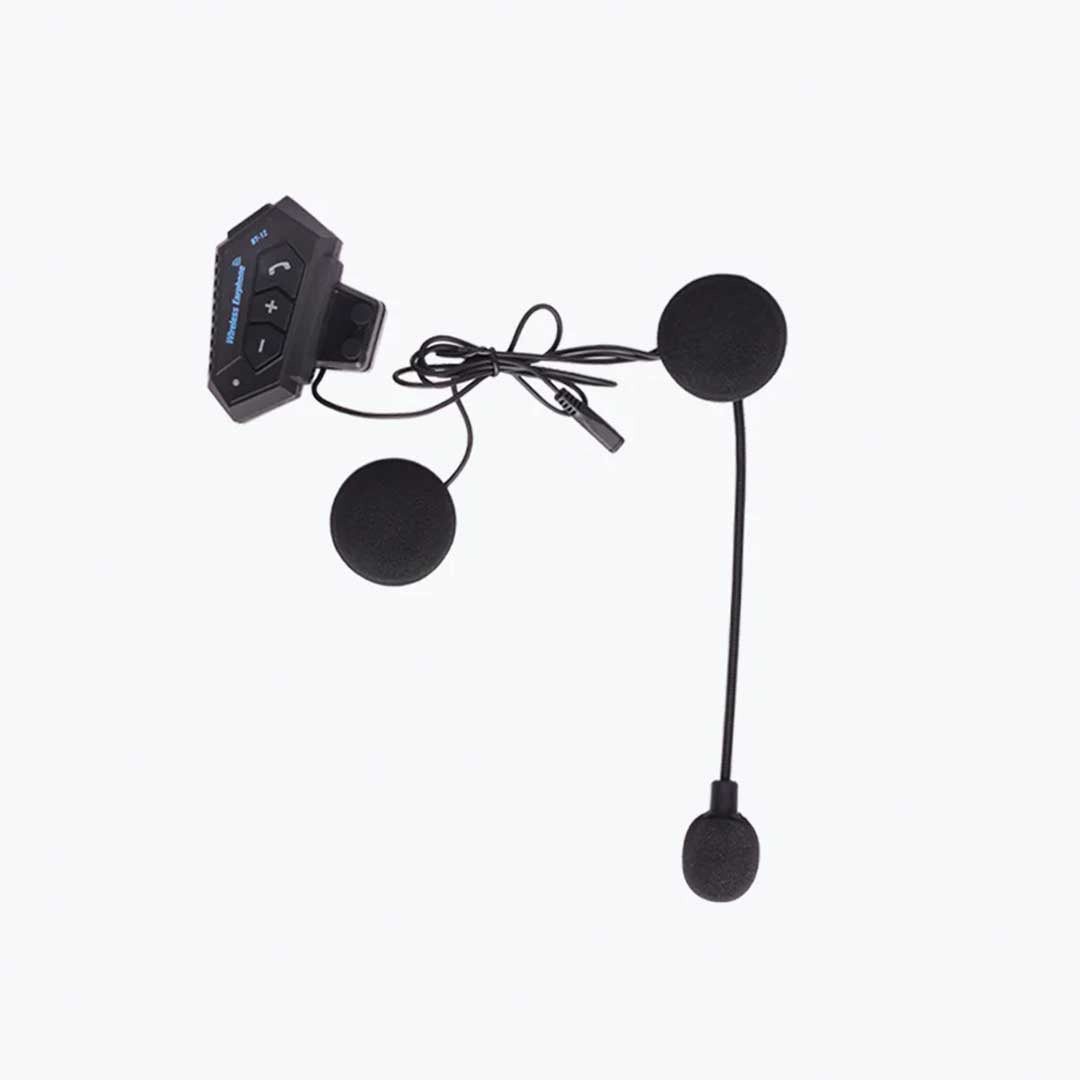Motorcycle helmet Bluetooth intercom headset with microphone and speakers on white background