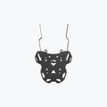 Black metal motorcycle luggage carrier rack with mounting brackets on white background