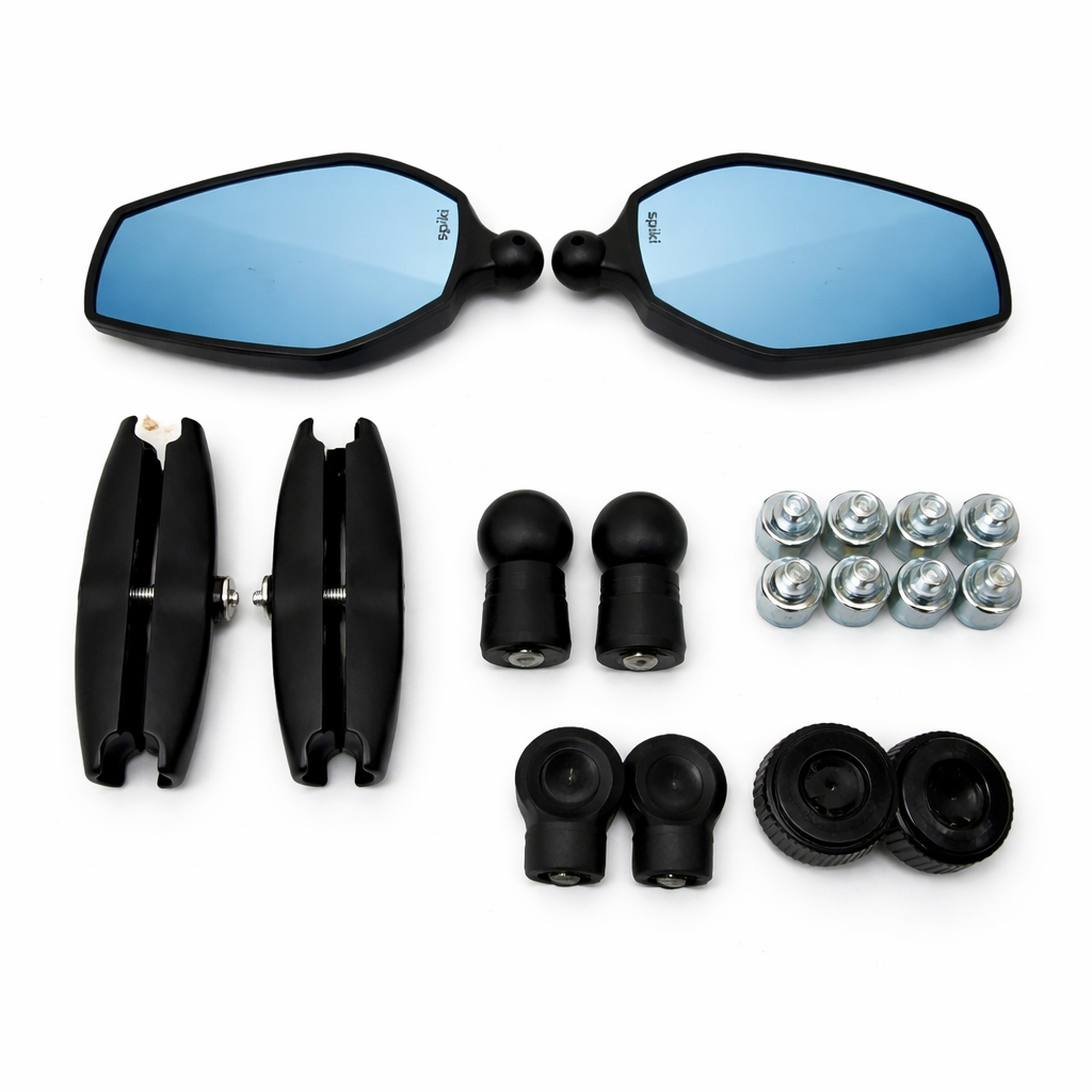 SPIKI Nomad Series Adventure 4.0 Motorcycle Mirrors — 360° Rotatable, Dino-Lock Adjustable, Universal Side Mirrors for Road & Off-Road Riding (Upgraded)