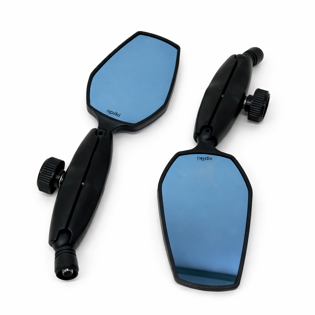 SPIKI Nomad Series Adventure 4.0 Motorcycle Mirrors — 360° Rotatable, Dino-Lock Adjustable, Universal Side Mirrors for Road & Off-Road Riding (Upgraded)