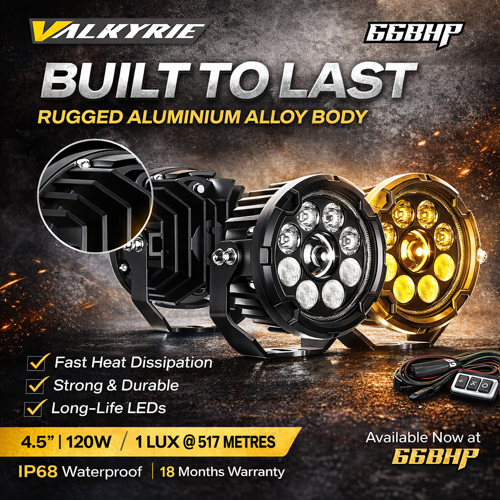 66BHP Valkyrie 4.5" Ultra Vision Auxiliary Light – 120W, High/Low Beam, Amber DRL, 13,200 Lumens, IP68 Waterproof