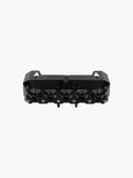 Black motorcycle LED auxiliary light bar with five round lenses and metal housing