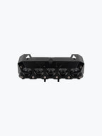 Black motorcycle LED auxiliary light bar with five round lenses and metal housing
