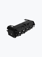 Black metal motorcycle light bar bracket with multiple mounting holes and rugged design
