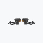 Pair of black motorcycle LED auxiliary lights with mounting brackets and cables