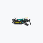 Motorcycle wiring harness with switch and multiple colored wires on white background
