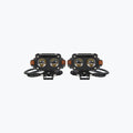 Pair of black LED motorcycle auxiliary lights with dual lenses and mounting wires